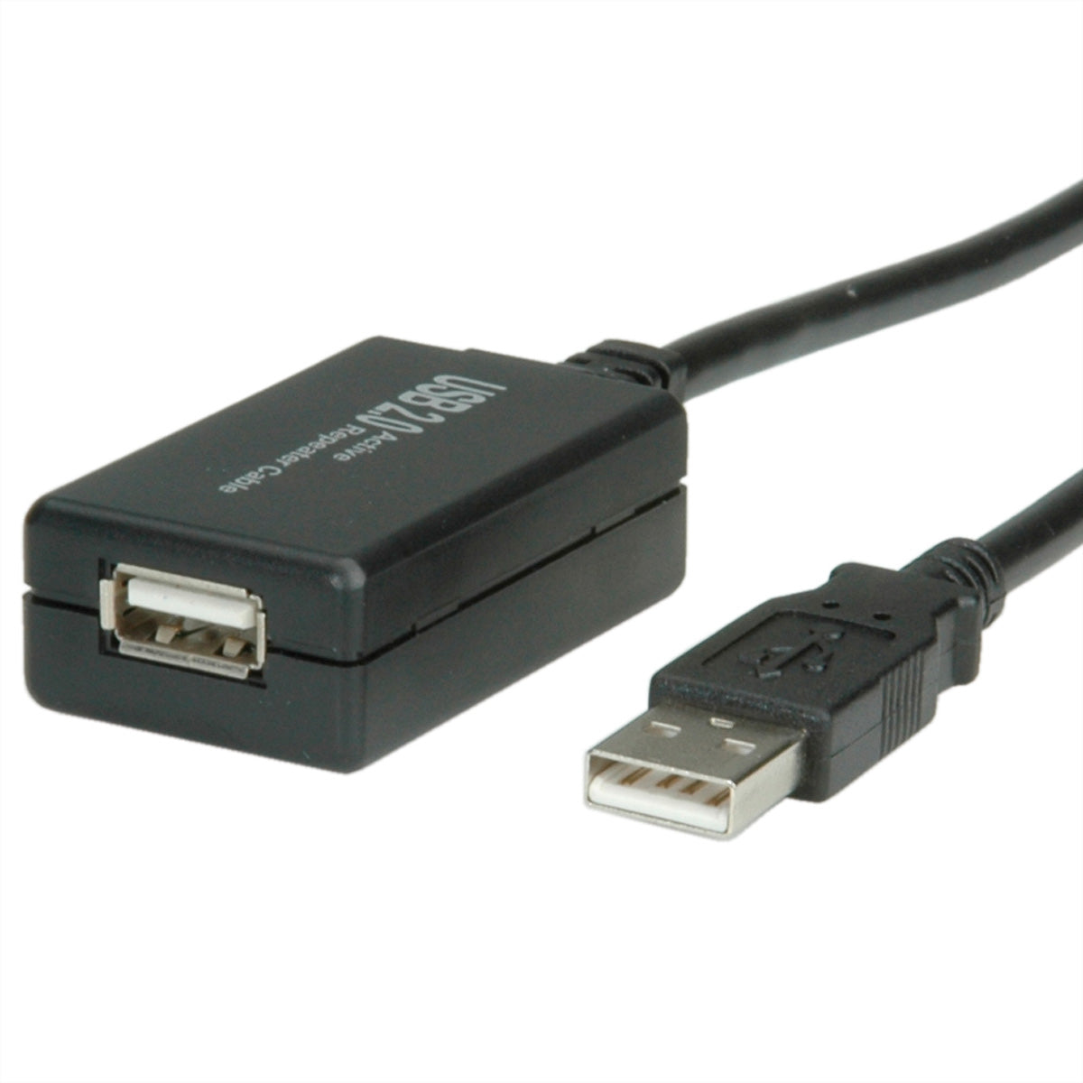 VALUE USB-A Verlängerungskabel (Stecker auf Buchse) – USB 2.0 (480 Mbit/s) – 12 m – aktiv – Schwarz