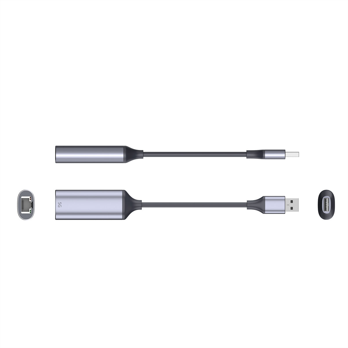 VALUE Netzwerkadapter USB-A zu RJ-45 – 5 Gbit/s, USB 3.2 Gen 1, 1 Port, 13 cm
