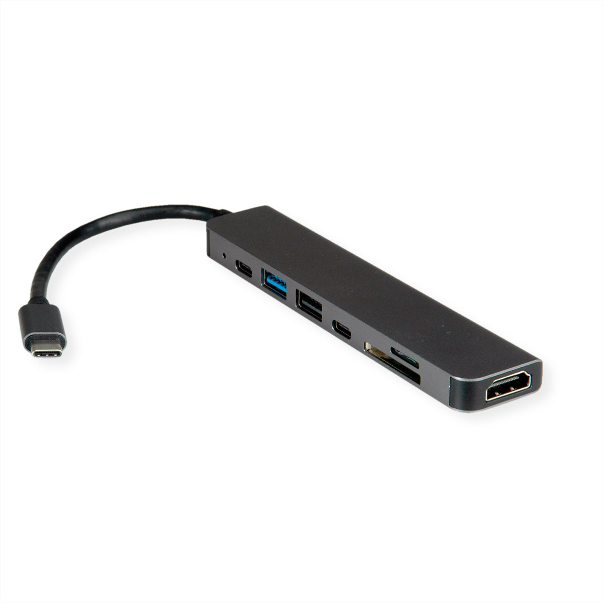 VALUE Dockingstation – USB-C, 1× HDMI, 2× USB-A, SD/microSD, für MacBook/Notebook/PC