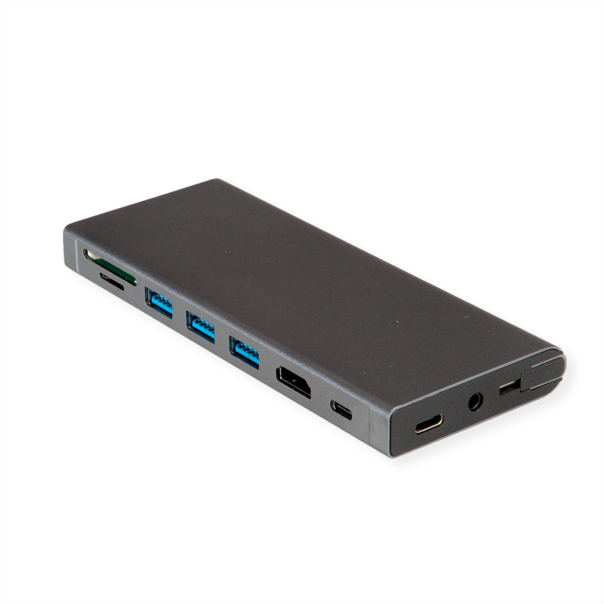 VALUE Dockingstation – USB-C, 1× HDMI, 3× USB-A, SD/microSD, 3,5 mm Audio, für MacBook/Notebook/PC