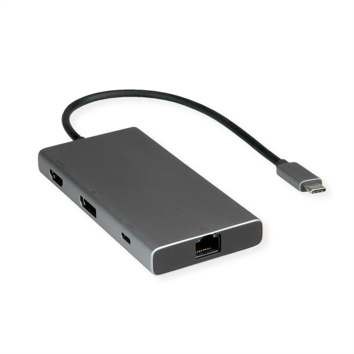 VALUE Dockingstation – USB-C, 1× DP, 1× HDMI, 2× USB-A, PD, RJ45, für MacBook/Notebook/PC