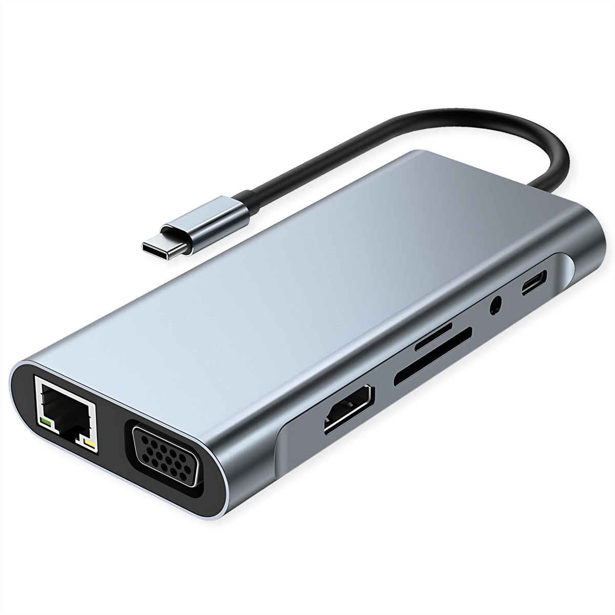 VALUE Dockingstation – USB-C, HDMI, VGA, 3× USB-A, 100 W PD, GbE, SD/microSD, 3,5 mm Audio, für Mac/Windows