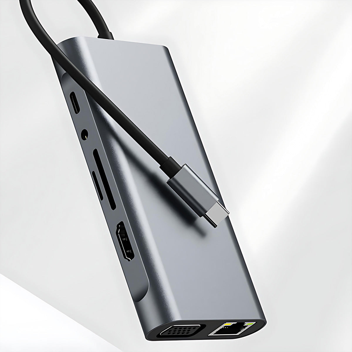 VALUE Dockingstation – USB-C, HDMI, VGA, 3× USB-A, 100 W PD, GbE, SD/microSD, 3,5 mm Audio, für Mac/Windows