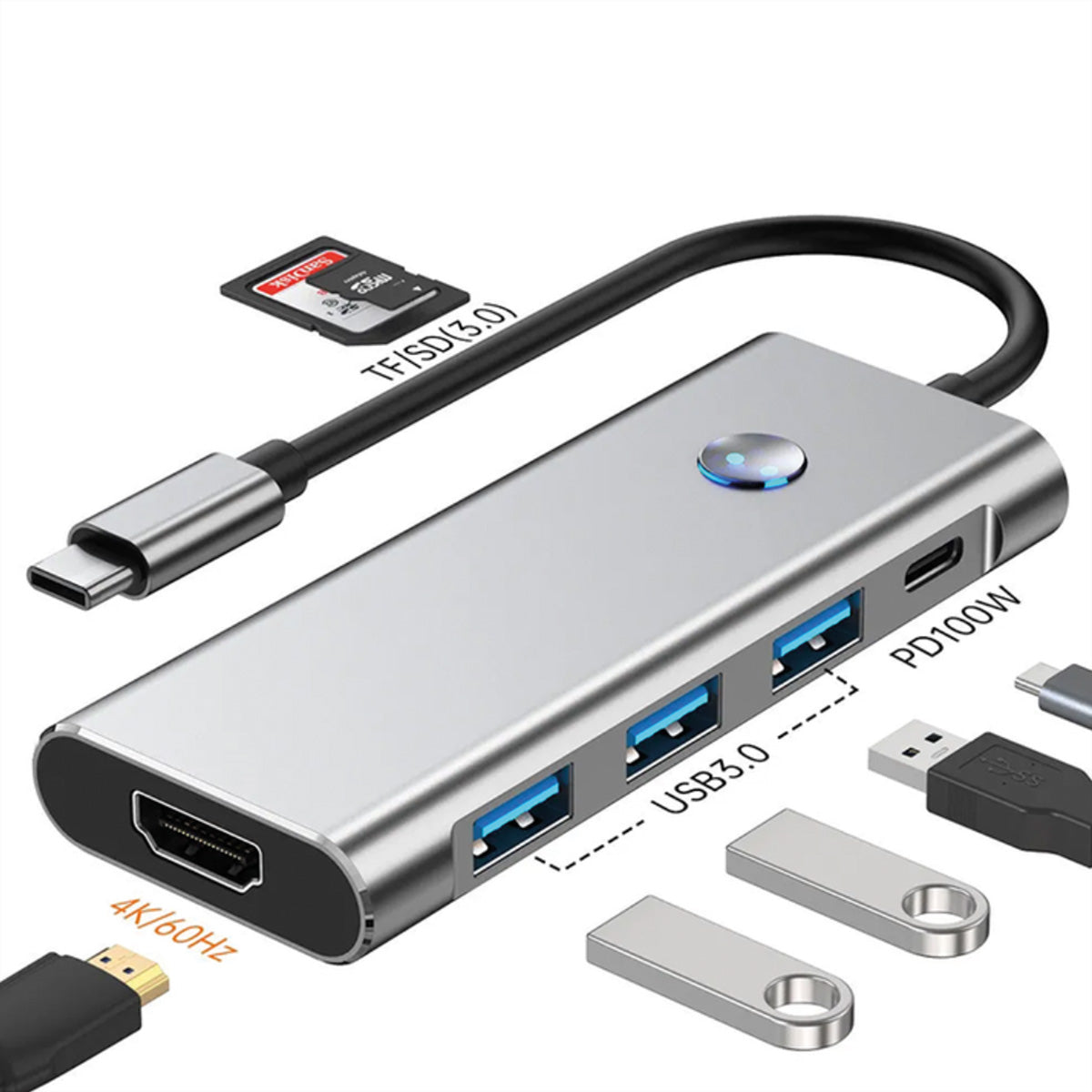VALUE Dockingstation – USB-C, 1× HDMI, 3× USB-A, 100 W PD, SD/microSD