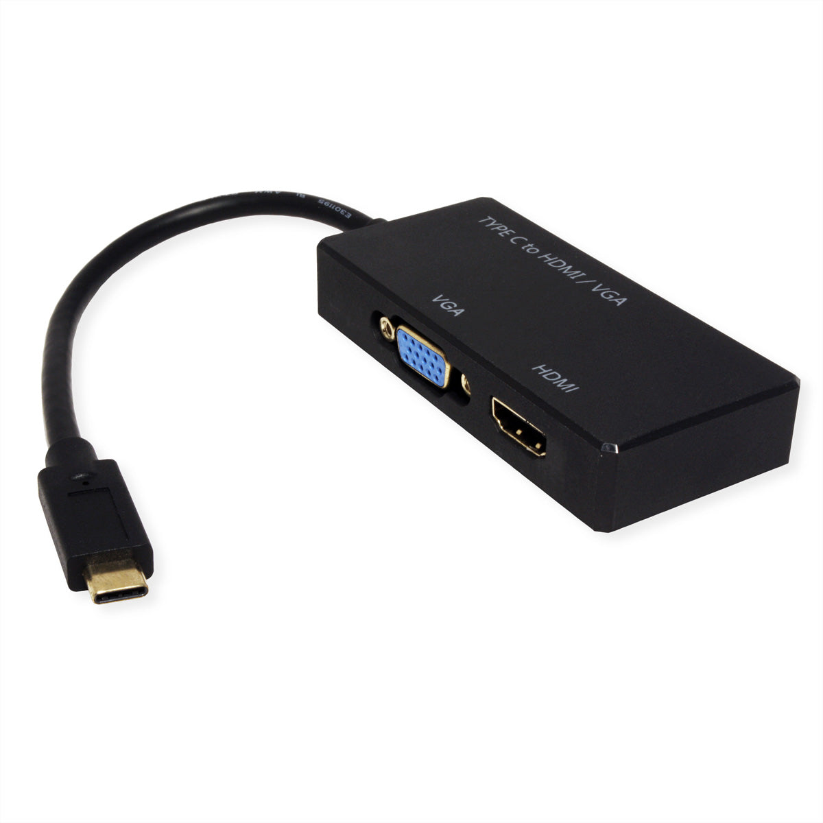 VALUE USB-C zu HDMI/VGA Adapter – 4K (3840 × 2160) @ 30 Hz, 10 cm, DP Alt Mode, für MacBook/USB-C Laptops/PC
