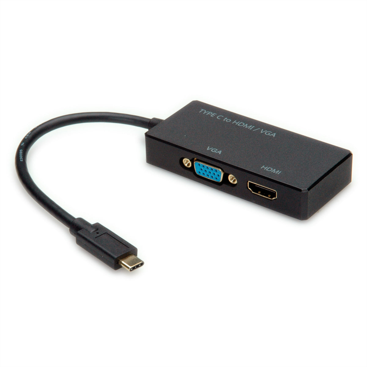 VALUE USB-C zu HDMI/VGA Adapter – 4K (3840 × 2160) @ 30 Hz, 10 cm, DP Alt Mode, für MacBook/USB-C Laptops/PC