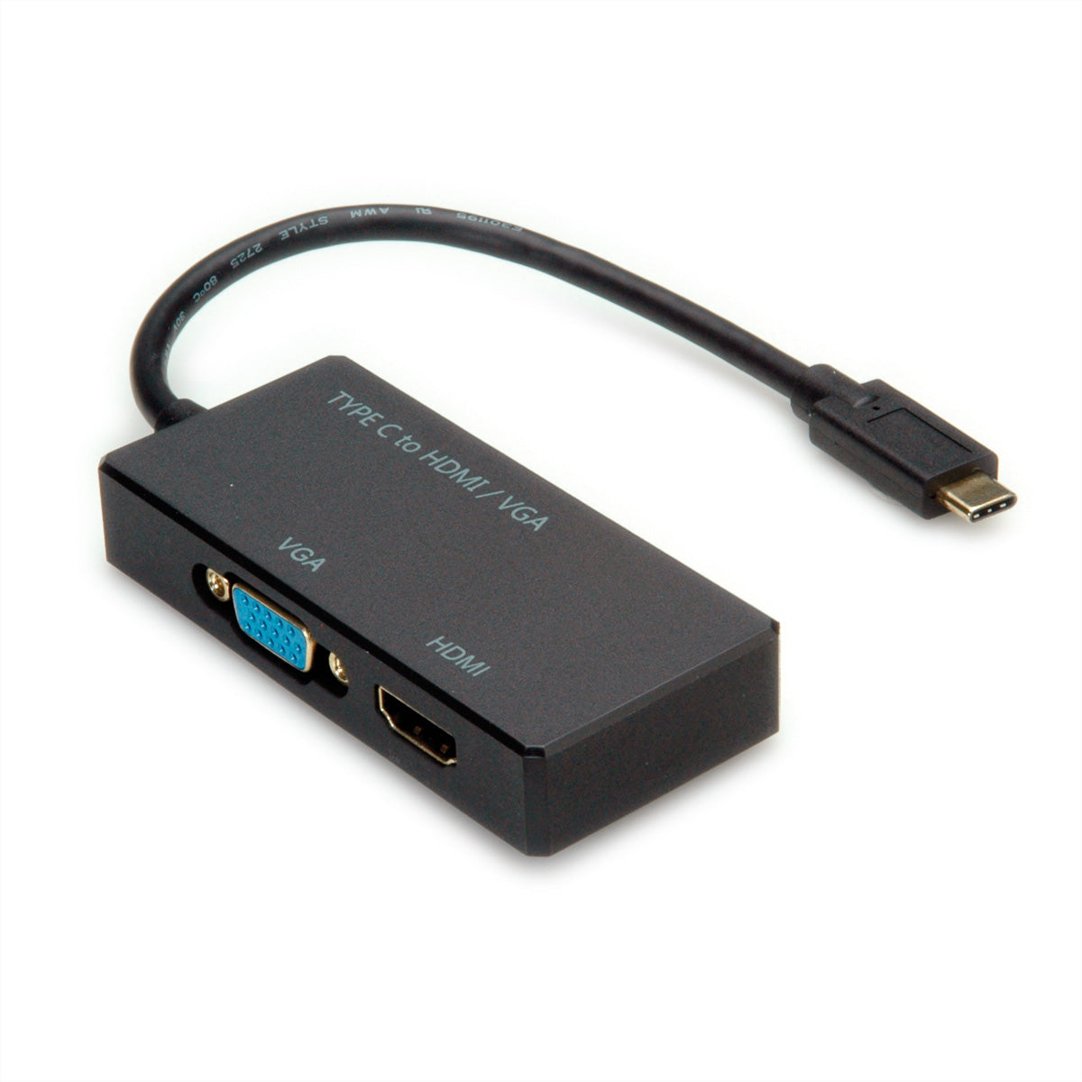 VALUE USB-C zu HDMI/VGA Adapter – 4K (3840 × 2160) @ 30 Hz, 10 cm, DP Alt Mode, für MacBook/USB-C Laptops/PC