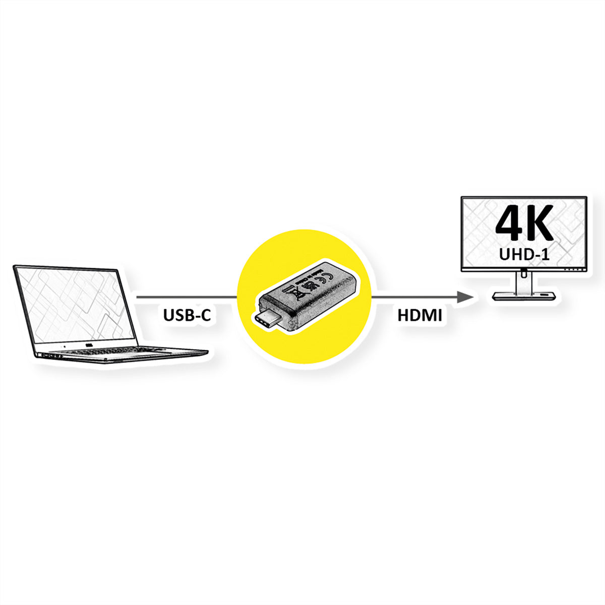 VALUE USB-C zu HDMI Adapter – 4K (3840 × 2160) @ 60 Hz – Schwarz