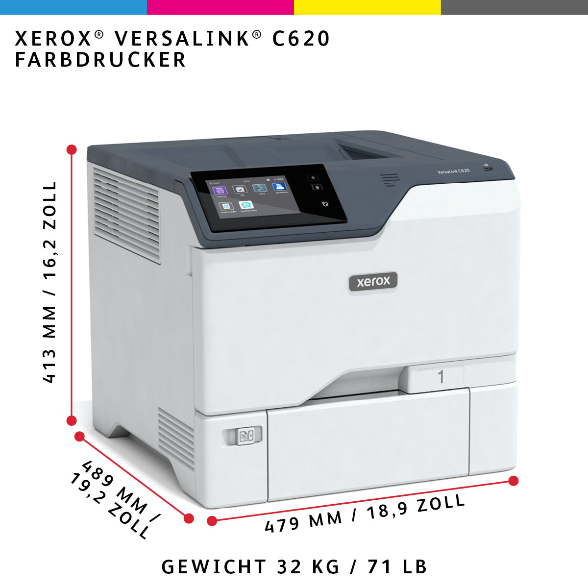 Xerox VersaLink C620 – A4, Duplex, 50 Seiten/Min., Papier: 650 Blatt