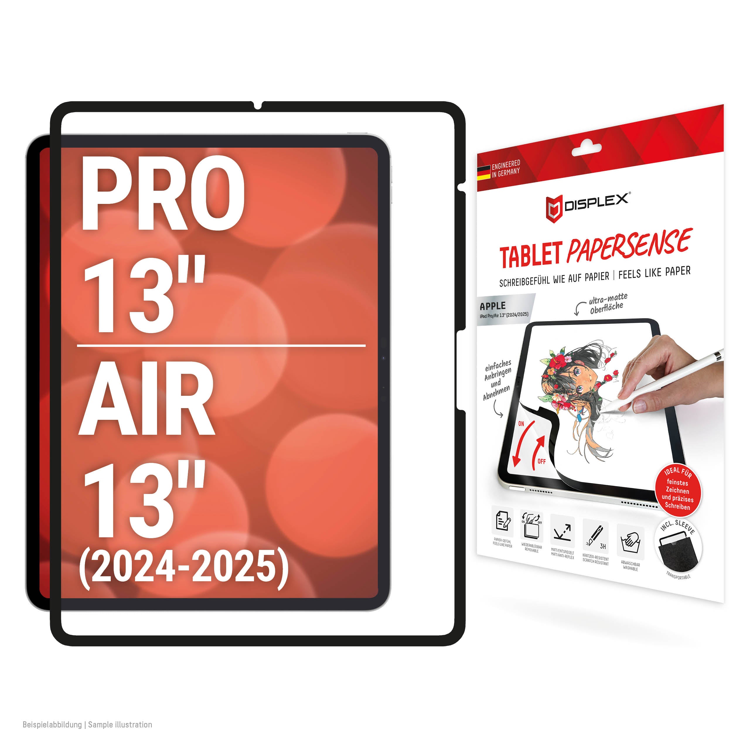 Displex Panzerglas für Apple iPad Pro 13" (2024) und iPad Air 13" (2025/2024) – Papier-Feeling, Matt