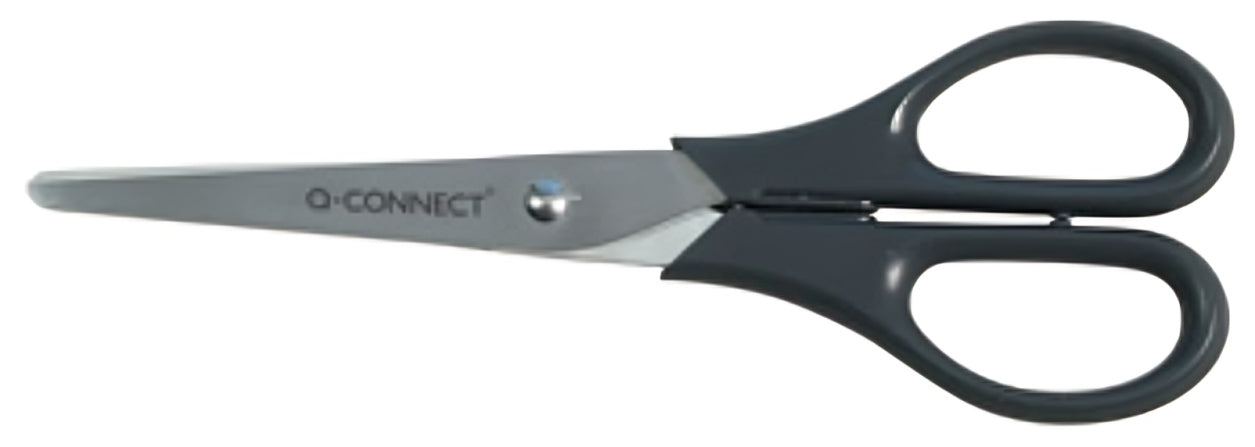 Q-CONNECT Universalschere – Edelstahl, für Rechts- und Linkshänder, abgerundete Spitzen, Kunststoff, Schwarz