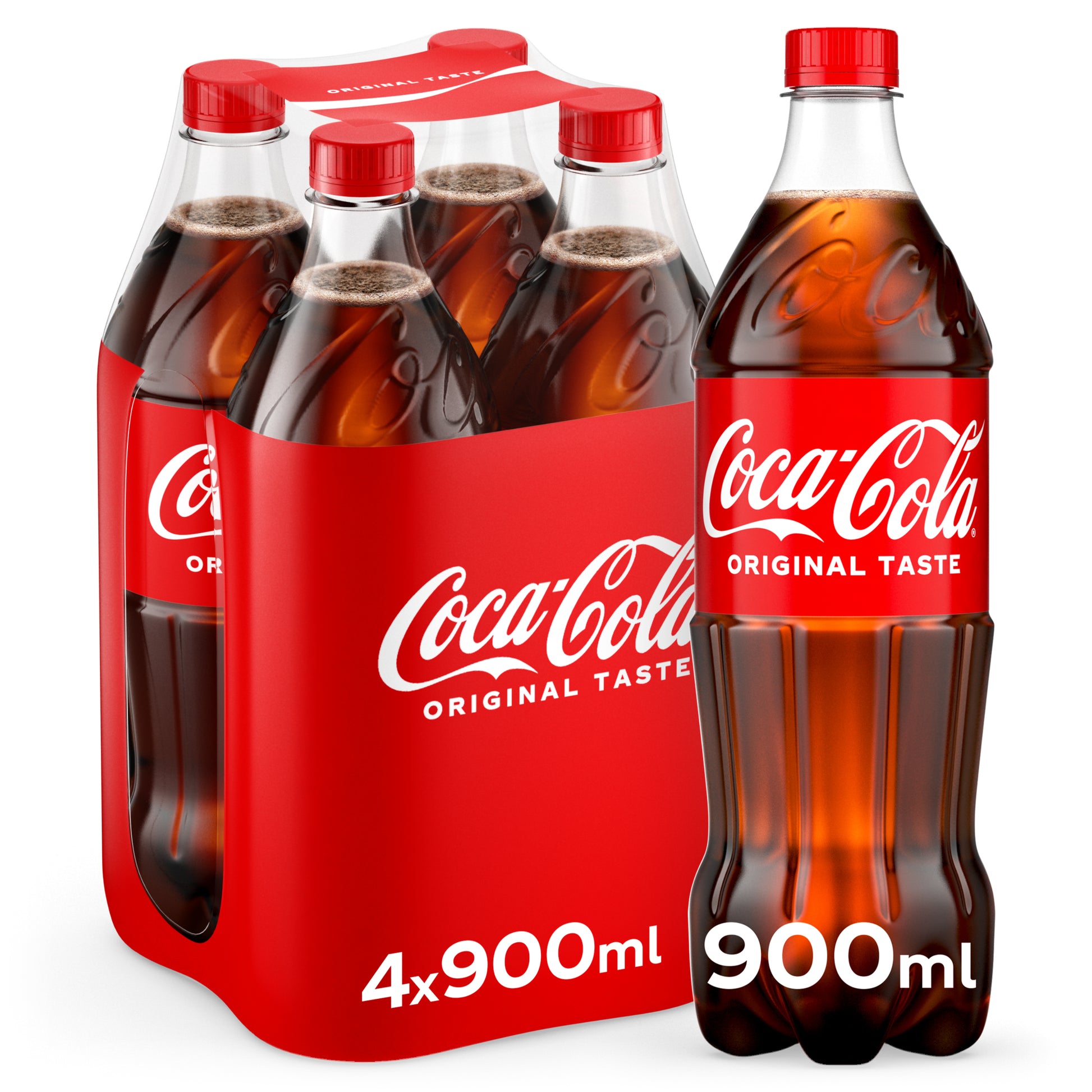 Coca-Cola Original Limonade, Cola, koffeinhaltig – 4 × 9 dl