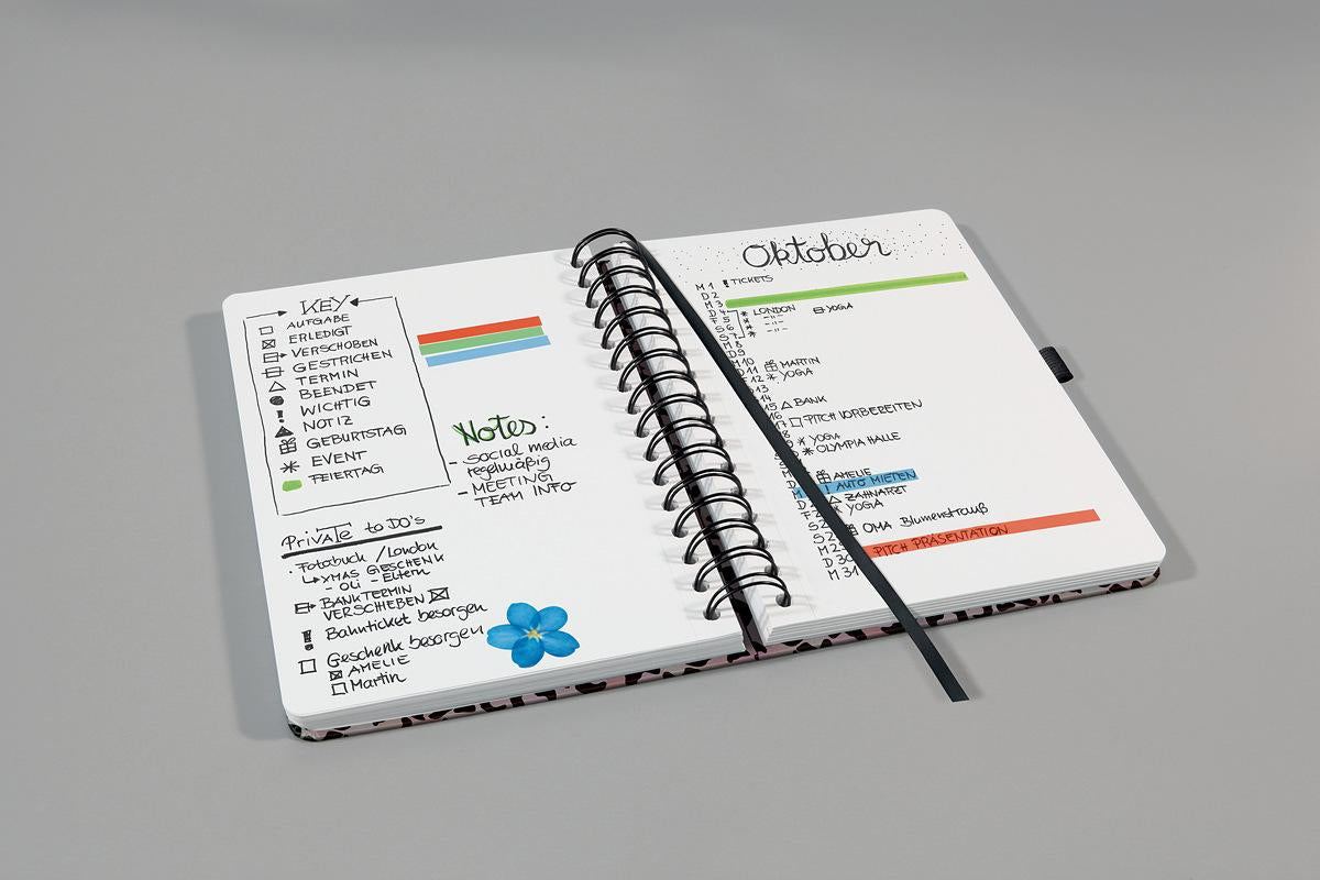Sigel Spiralbuch JOLIE Flair, 168 × 215 mm, punktkariert, 240 Seiten, perforiert, 120 g/m² – mehrfarbig