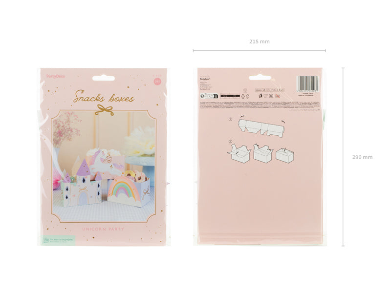 PartyDeco Take-away-Box Schloss, Papier, rechteckig – 12 × 7,5 cm – mehrfarbig – 6 Stk.