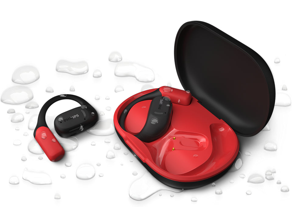 Philips TAA6709BK – Ohrbügel-Kopfhörer – Bluetooth 5.3, IP65, Ladeschale – Rot – bis 28 h