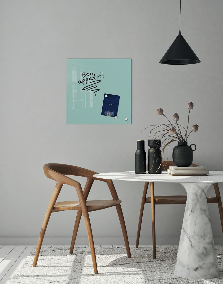 Sigel Whiteboard – 48 × 48 cm, Glas, magnetisch, Wandmontage, inkl. Magnete, Montagesatz, Zubehör