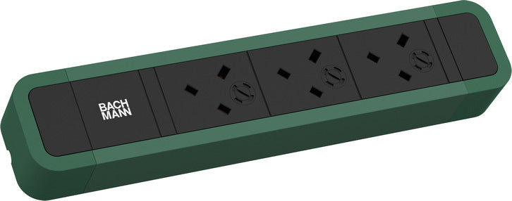 Bachmann PRIMO 2 Steckdosenleiste, 3×Typ G (BS 1363), 2 m – grün