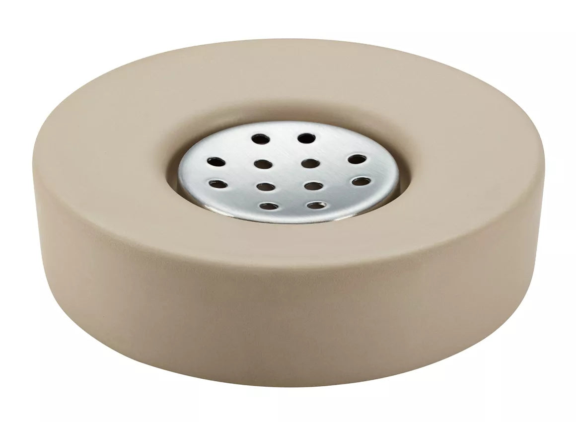 Diaqua Seifenschale Zylo – Keramik/Metall, Ø11,5×3 cm, Beige (rund)