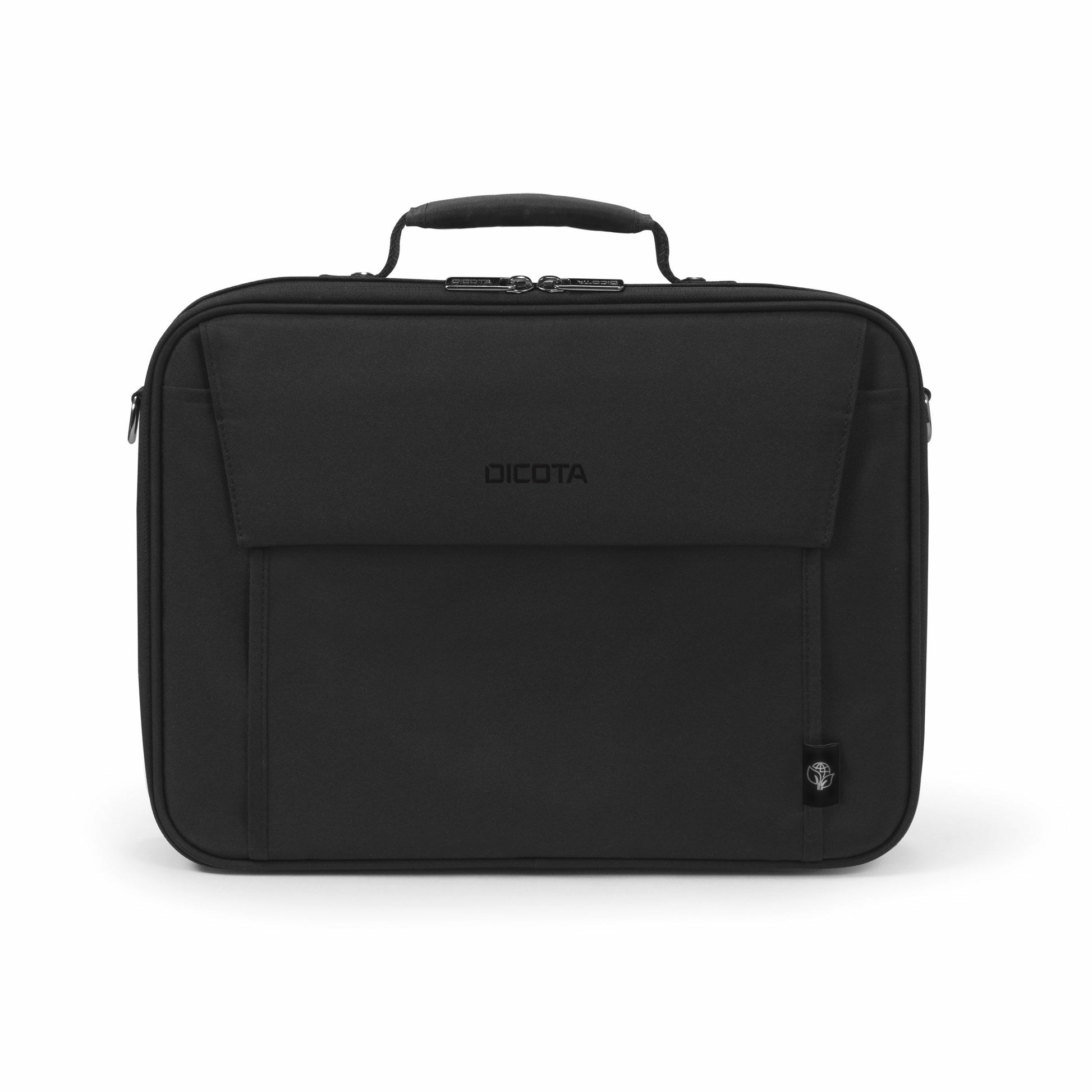 DICOTA Eco Multi BASE Notebook-Tasche bis 14,1" – Trolley-Band, abnehmbarer Schultergurt – Schwarz