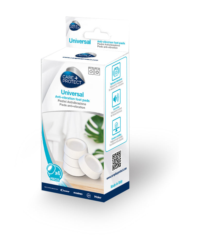 Care + Protect CarePlus Protect – Vibrationsdämpfer – Ø 6,6 × 2,1 cm, für Waschmaschinen/Trockner, 4 Stk., Gummi, Weiss