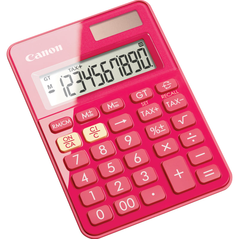 Canon Tischrechner LS-100KB – 10-stellig – Solar/Batterie – Pink