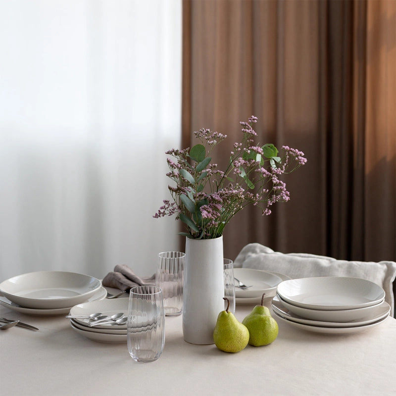 Lunasol Speise-Service Elements North Organic – Set 12-teilig, Ø 27/25/21 cm, Steingut, Beige
