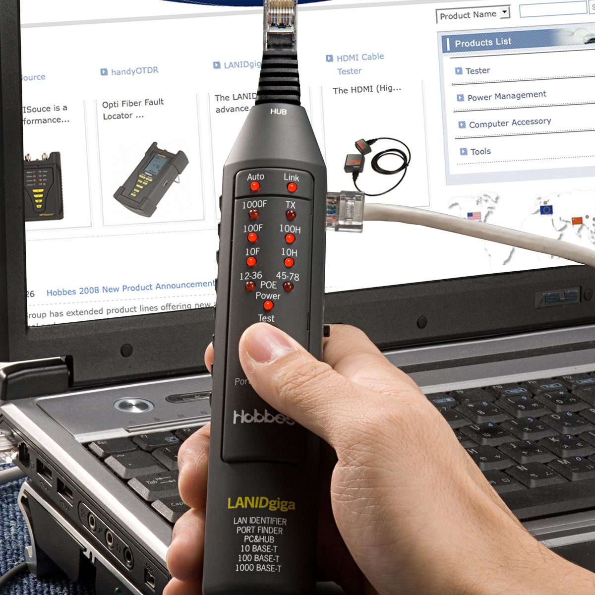 HOBBES LAN ID Giga – Netzwerk-Kabeltester – RJ45, PoE, LED-Anzeige