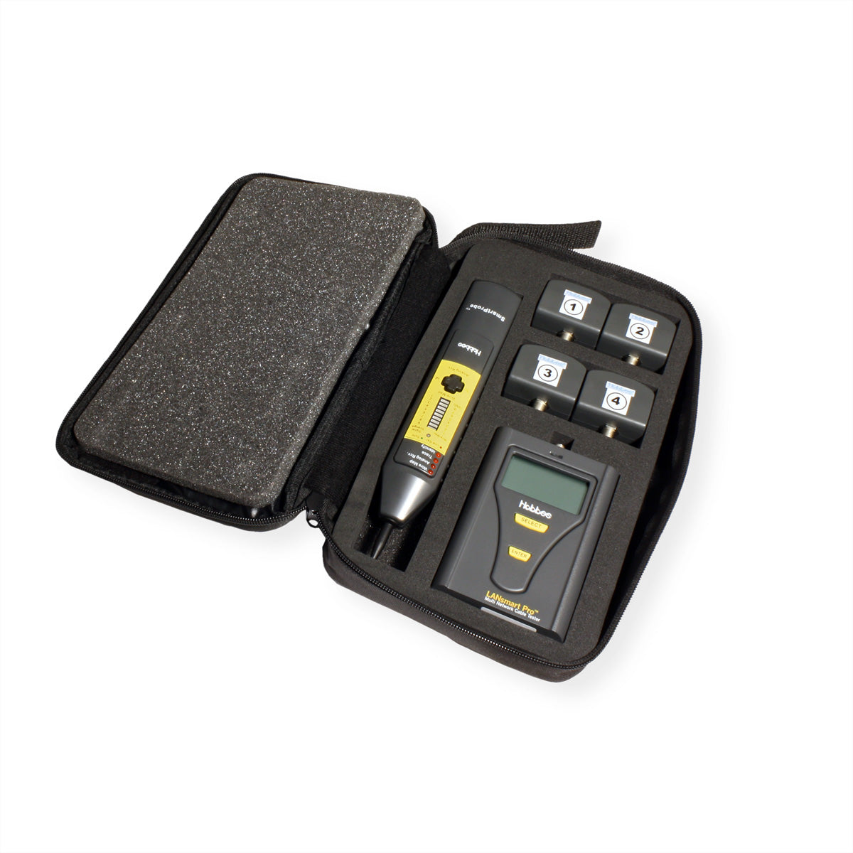 HOBBES LANsmart Pro & SmartProbe Kit – Netzwerk-Kabeltester – RJ45/RJ11/Coax, LCD – für Cat5–Cat7