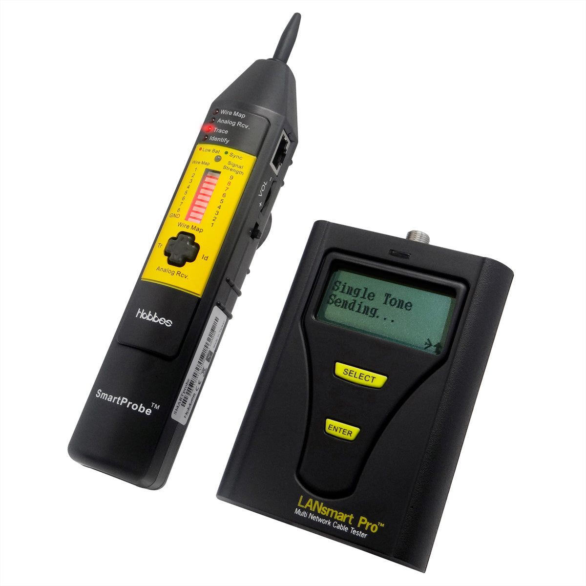 HOBBES LANsmart Pro & SmartProbe Kit – Netzwerk-Kabeltester – RJ45/RJ11/Coax, LCD – für Cat5–Cat7