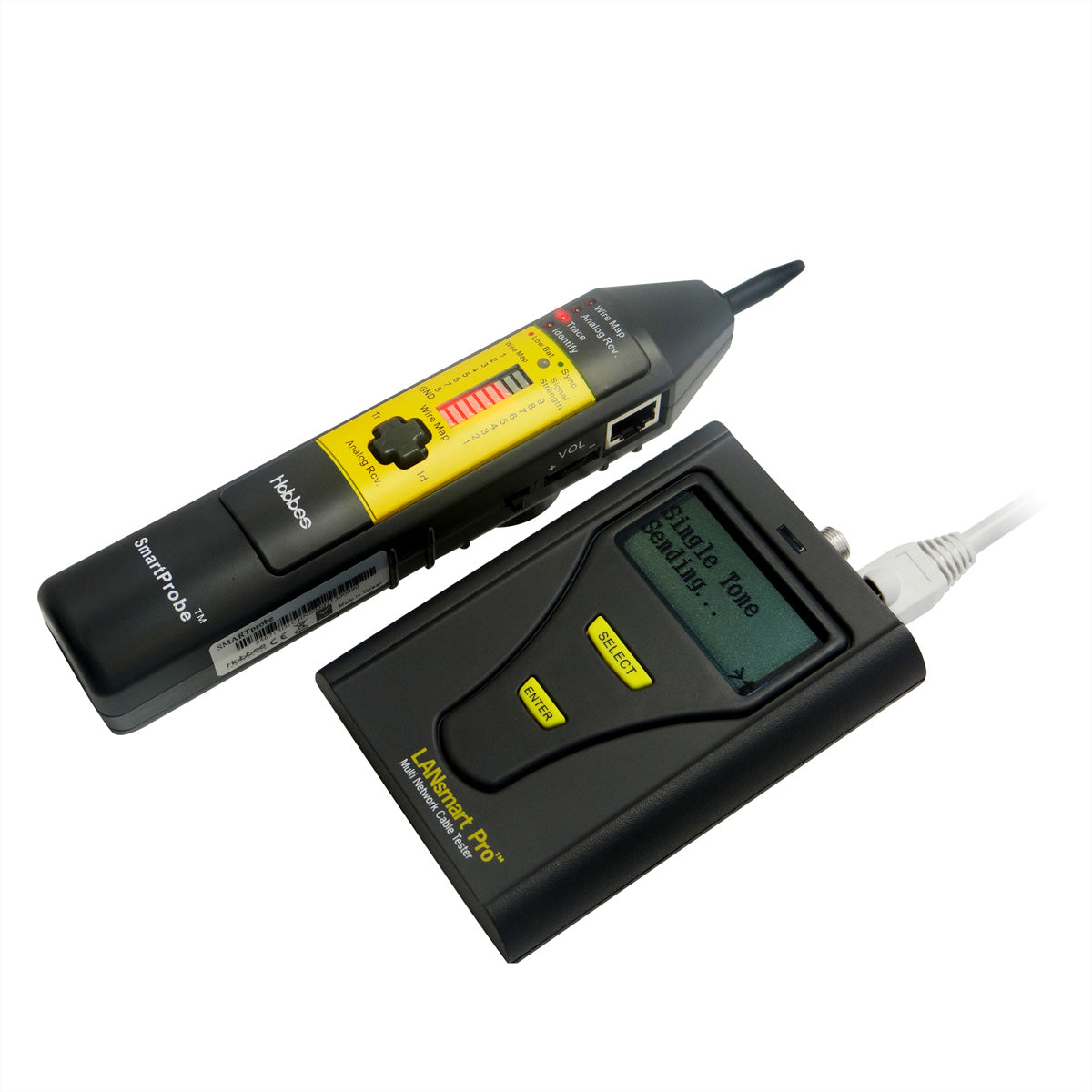 HOBBES LANsmart Pro & SmartProbe Kit – Netzwerk-Kabeltester – RJ45/RJ11/Coax, LCD – für Cat5–Cat7