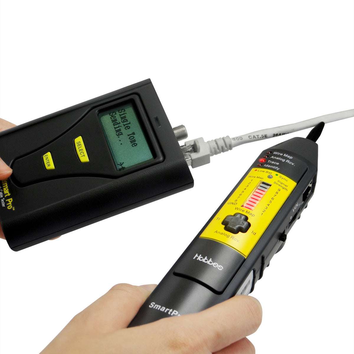 HOBBES LANsmart Pro & SmartProbe Kit – Netzwerk-Kabeltester – RJ45/RJ11/Coax, LCD – für Cat5–Cat7