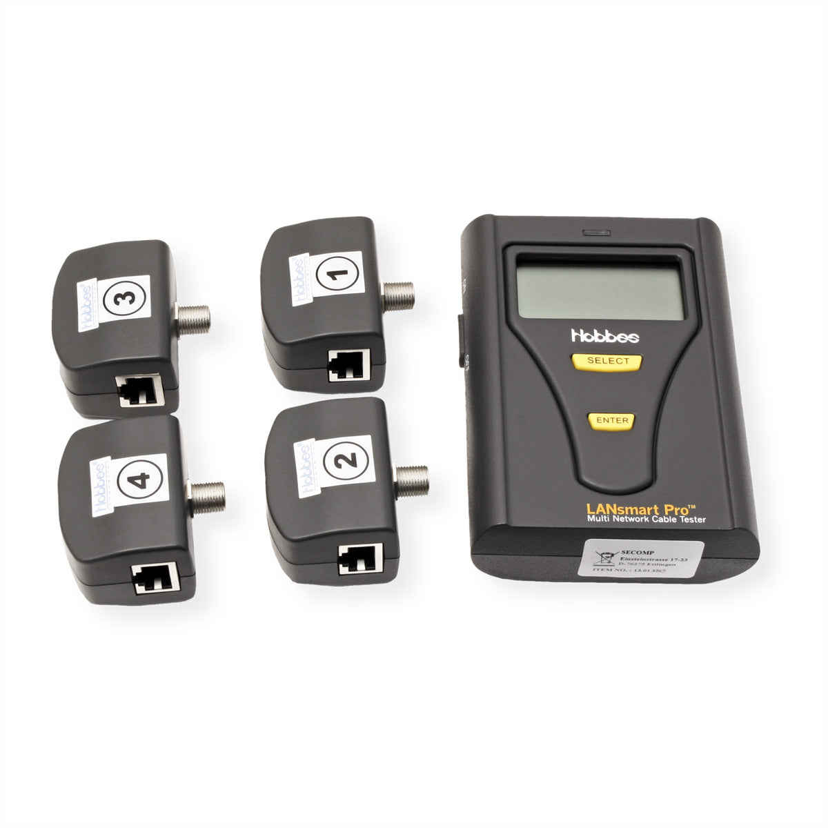 HOBBES LANsmart Pro – Netzwerkkabel-Tester – RJ45/RJ11, Koax/Telefonkabel, LCD, für Cat5/Cat5e/Cat6