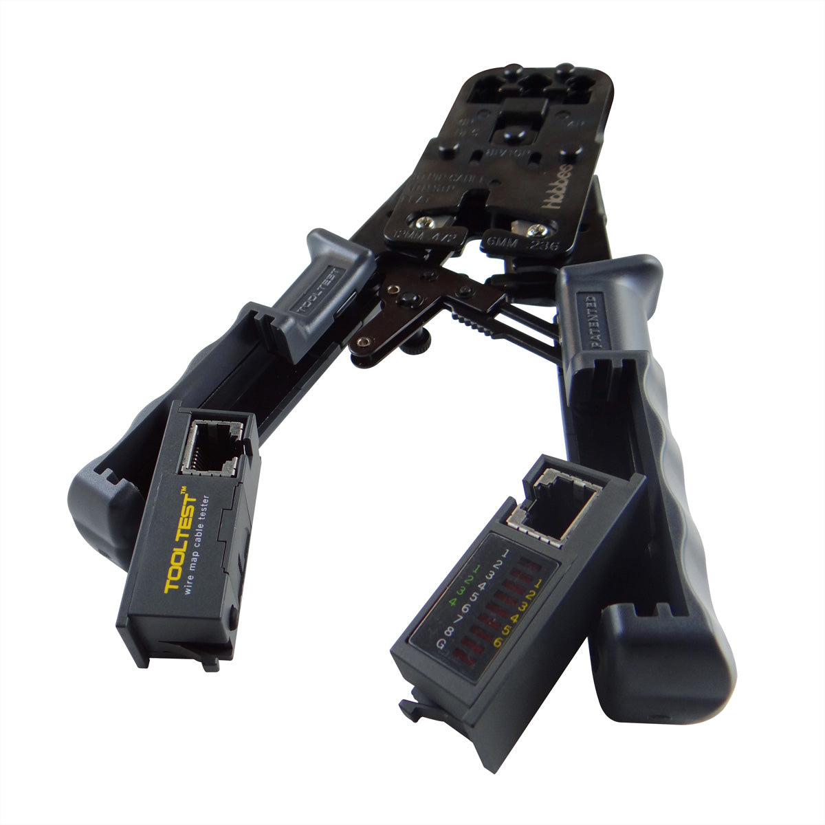 HOBBES Tooltest – Netzwerk-Kabeltester – RJ45, LED-Anzeige, 3× LR44, für UTP/STP