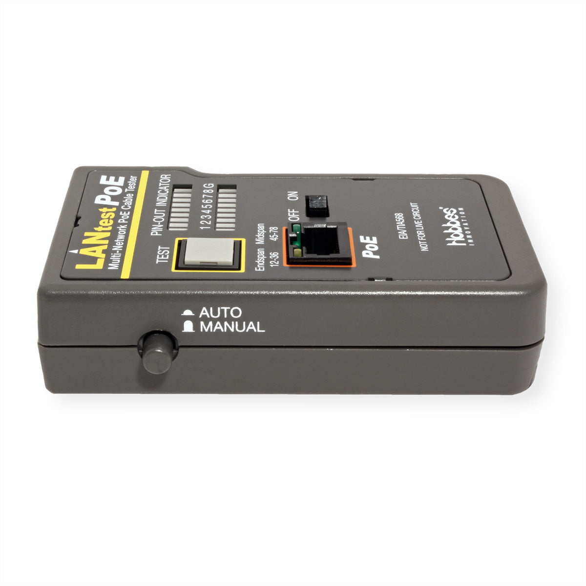 HOBBES LANtest Multinetwork – Netzwerk-Kabeltester – RJ45/BNC, PoE, für IEEE802.3af/802.3at
