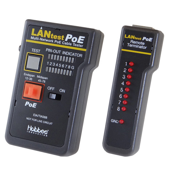 HOBBES LANtest Multinetwork – Netzwerk-Kabeltester – RJ45/BNC, PoE, für IEEE802.3af/802.3at