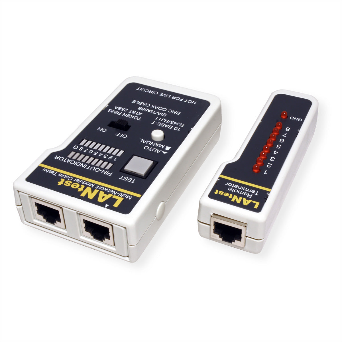 HOBBES LANtest Multinetwork – Netzwerk-Kabeltester – RJ45/BNC, LED-Anzeige, Remote-Einheit
