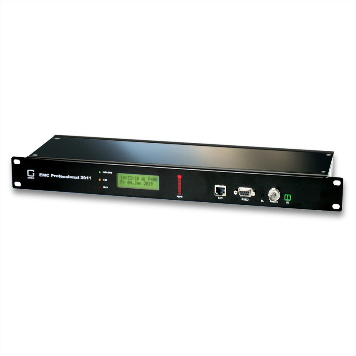 Gude EMC Professional 3011 – PC-Funkuhr 19" 1 HE, DCF77 NTP-Server, BNC-Antenne 5 m