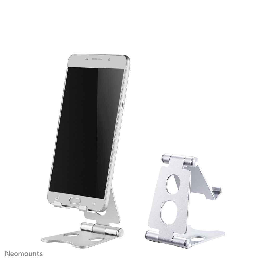 Neomounts Tischständer, faltbar, verstellbar – für bis 4,7" – Silber, Aluminium