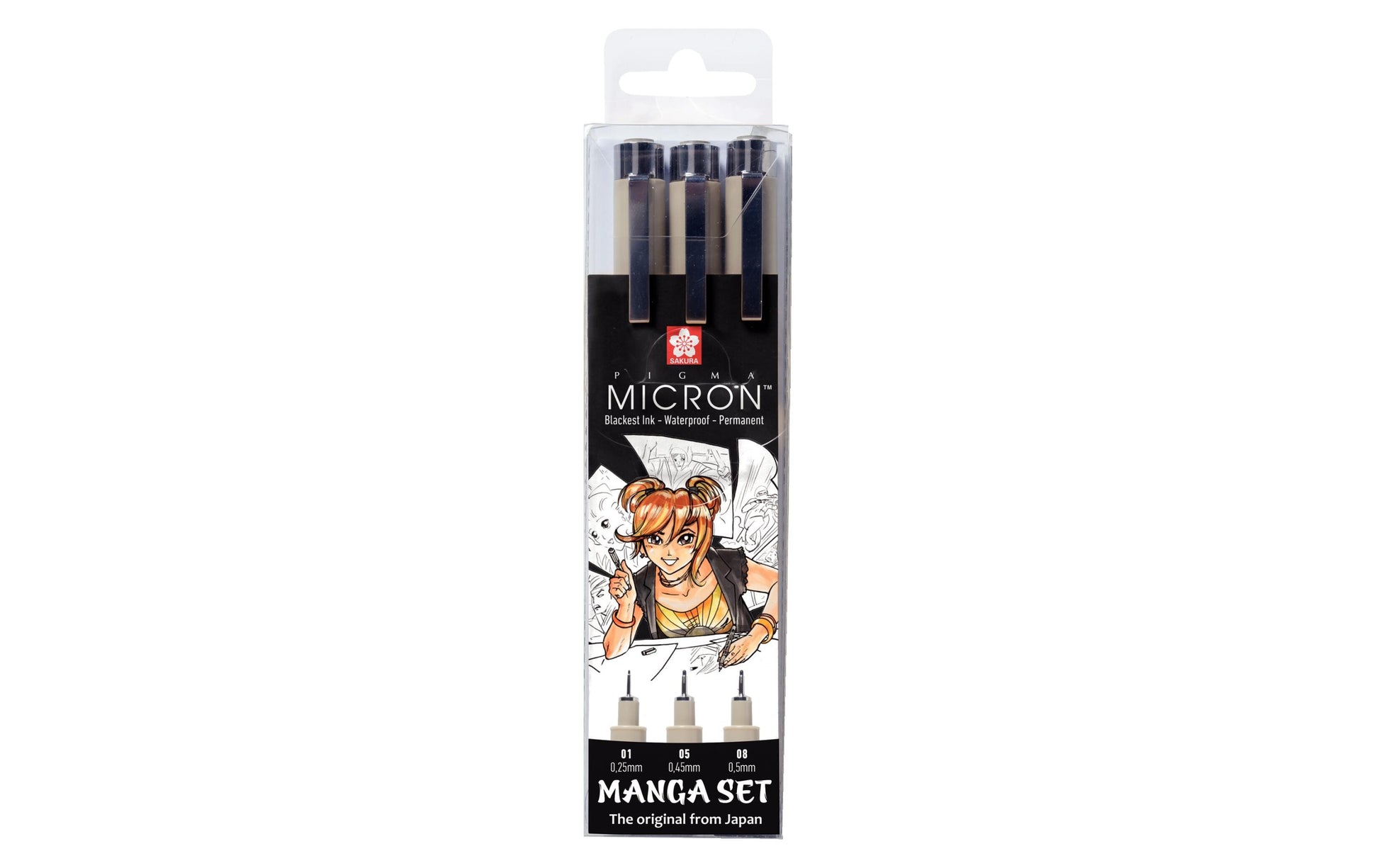 Sakura Pigma Micron Fineliner Set – 3 Stk., fein, schwarz, wasserfest