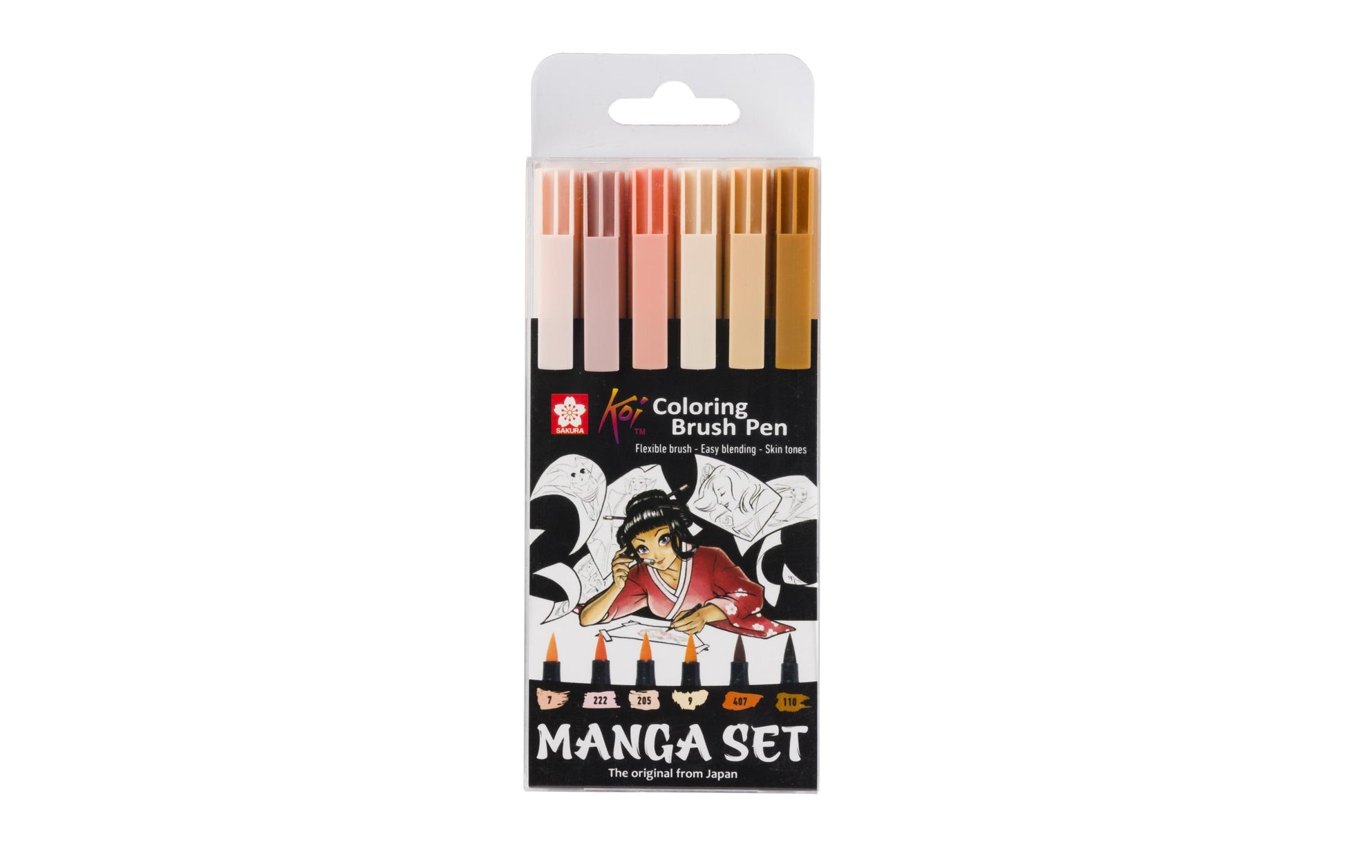 Sakura Koi Brush Pens, Manga – Pinselspitze, 6 Farben