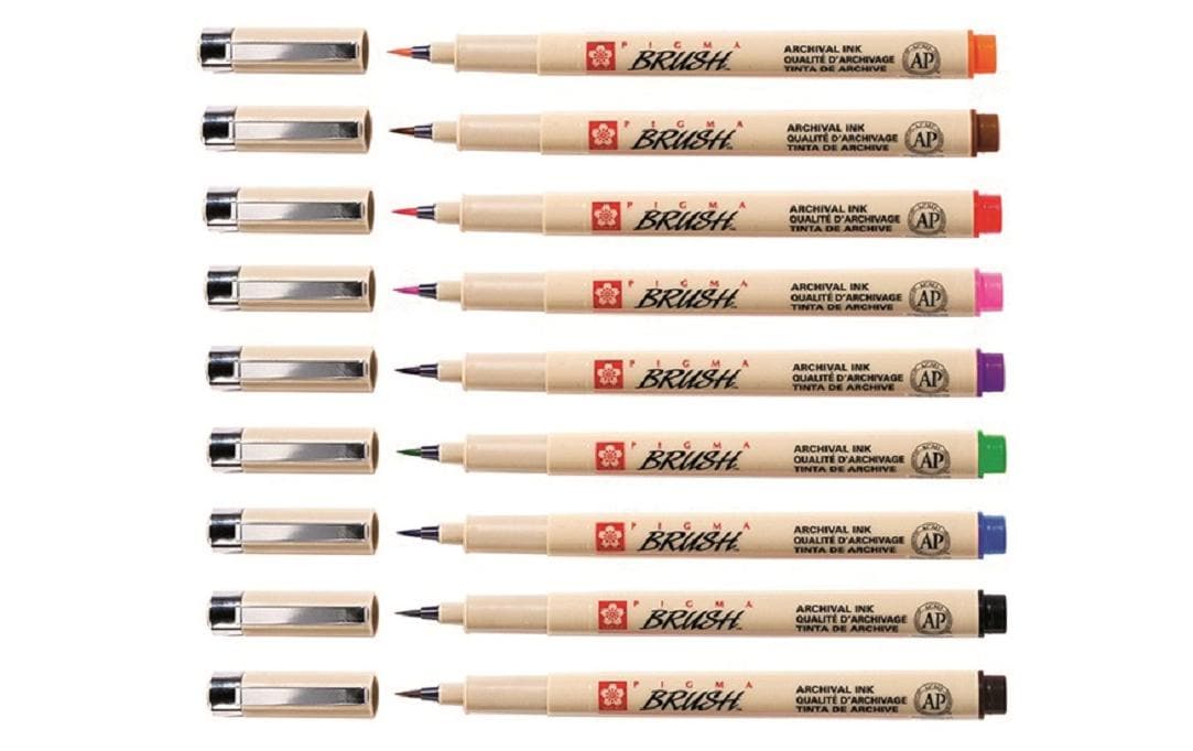 Sakura Pigma Pinselstift – Pinselspitze, 9 Farben