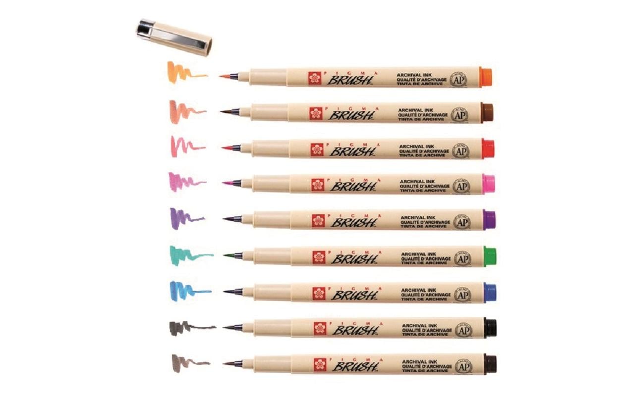Sakura Pigma Pinselstift – Pinselspitze, 9 Farben