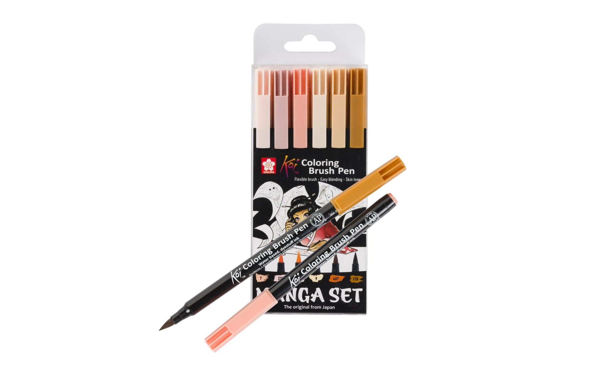 Sakura Koi Brush Pens, Manga – Pinselspitze, 6 Farben