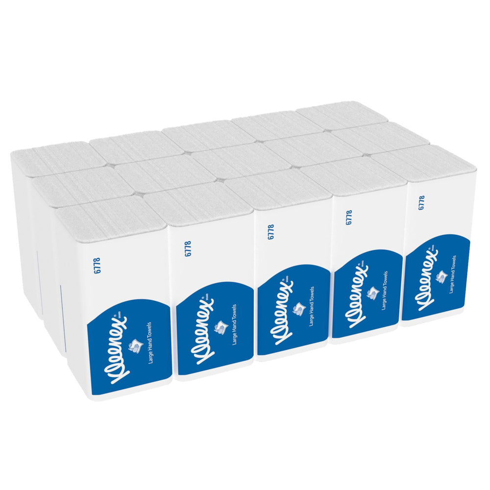 Kleenex Falthandtücher W-Falz – 2-lagig, weiss – 215 × 318 mm – Karton 15 × 124 Blatt – EU Ecolabel, FSC
