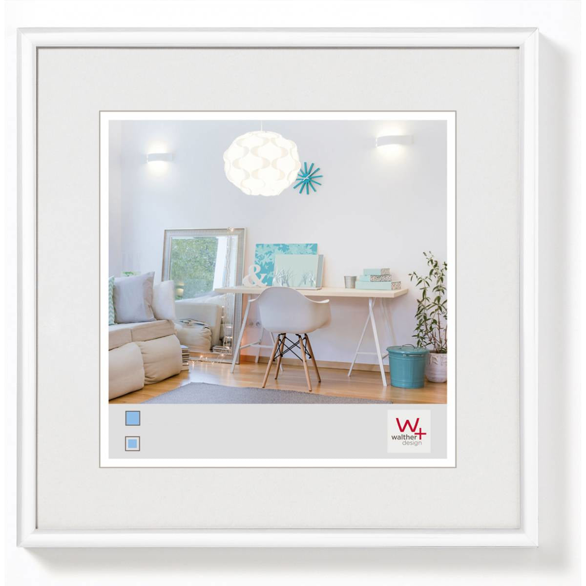 Walther Design Wechselrahmen, weiss, Kunststoff, 30 × 30 cm, mit Aufhänger – eco:plus
