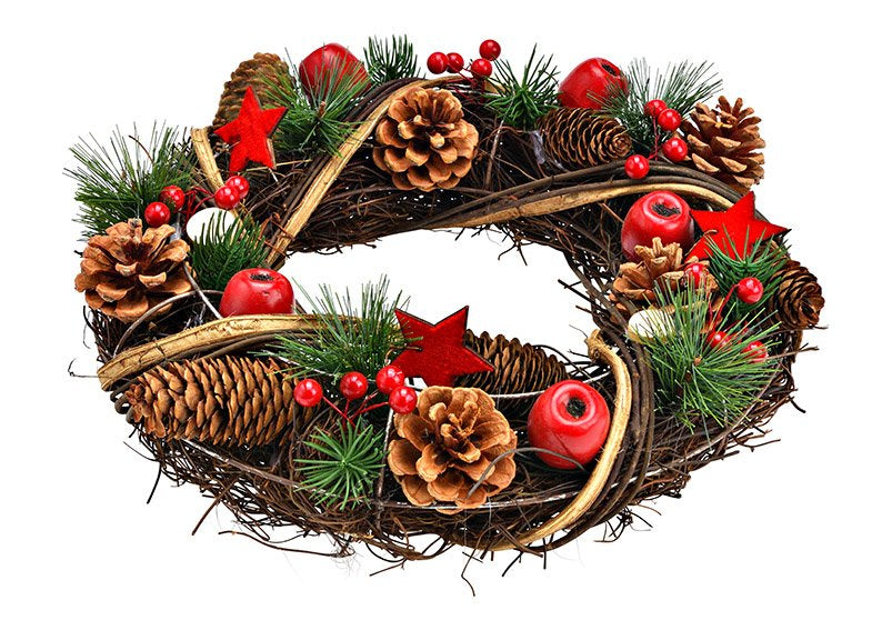 G. Wurm Weihnachtskranz – Ø 34 × 9 cm – Holz, mehrfarbig – 2-teilig