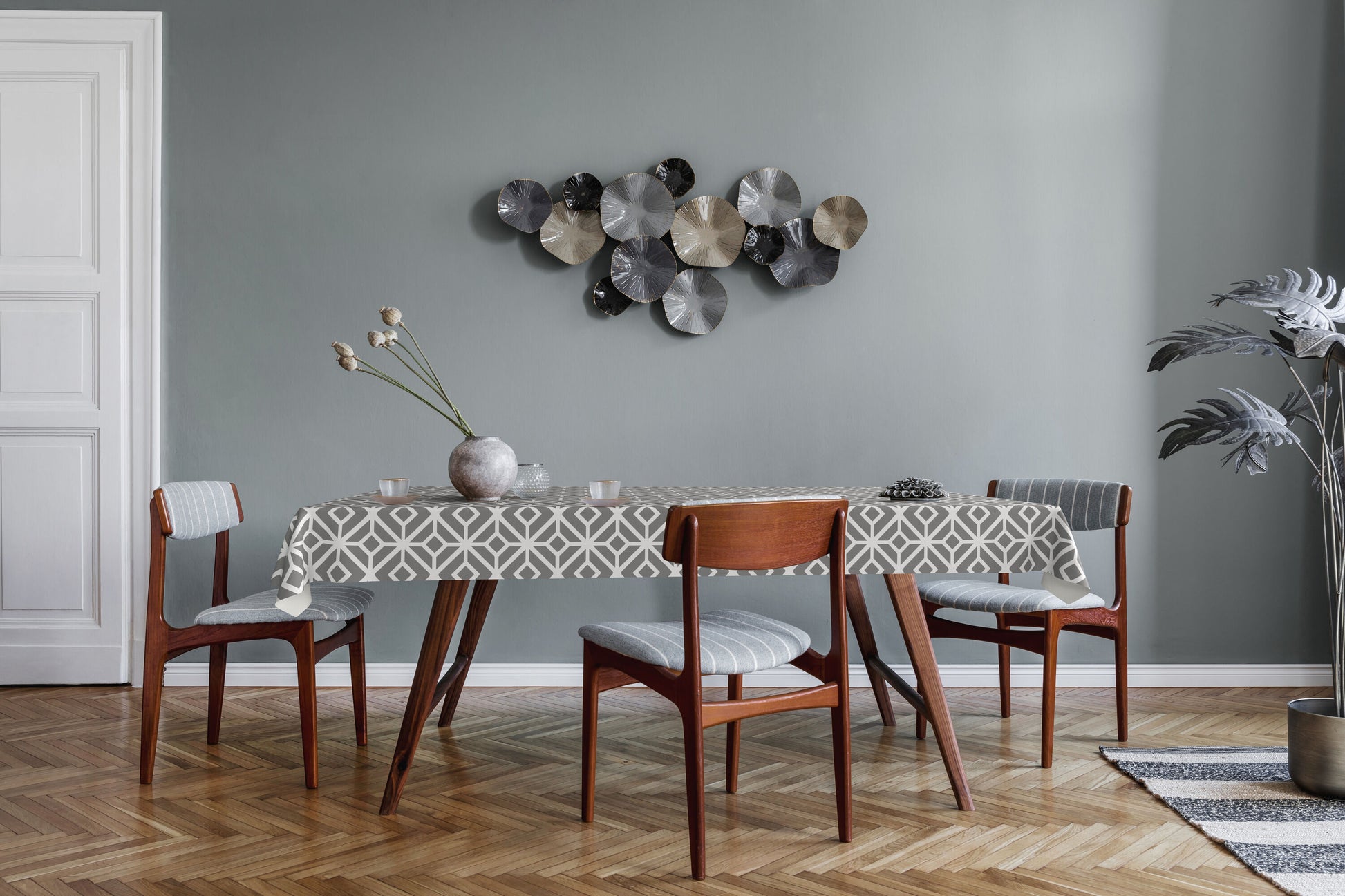 d-c-fix Tischdecke – 140×180 cm, PP, Grau/Weiss, Kariert