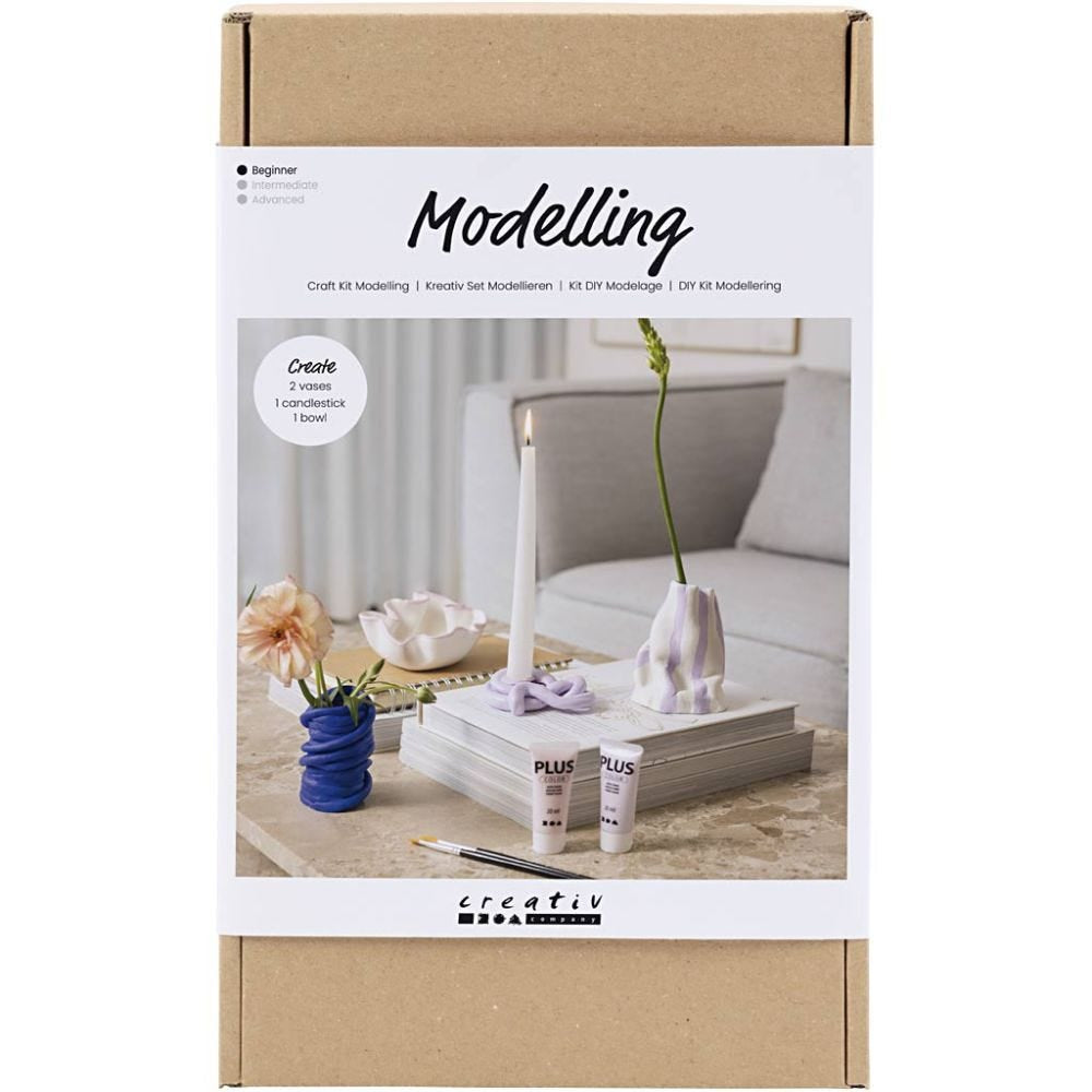 Creativ Company Knete-/Modelliermasse-Set Vase und Schale – Ton, lufttrocknend – mehrfarbig