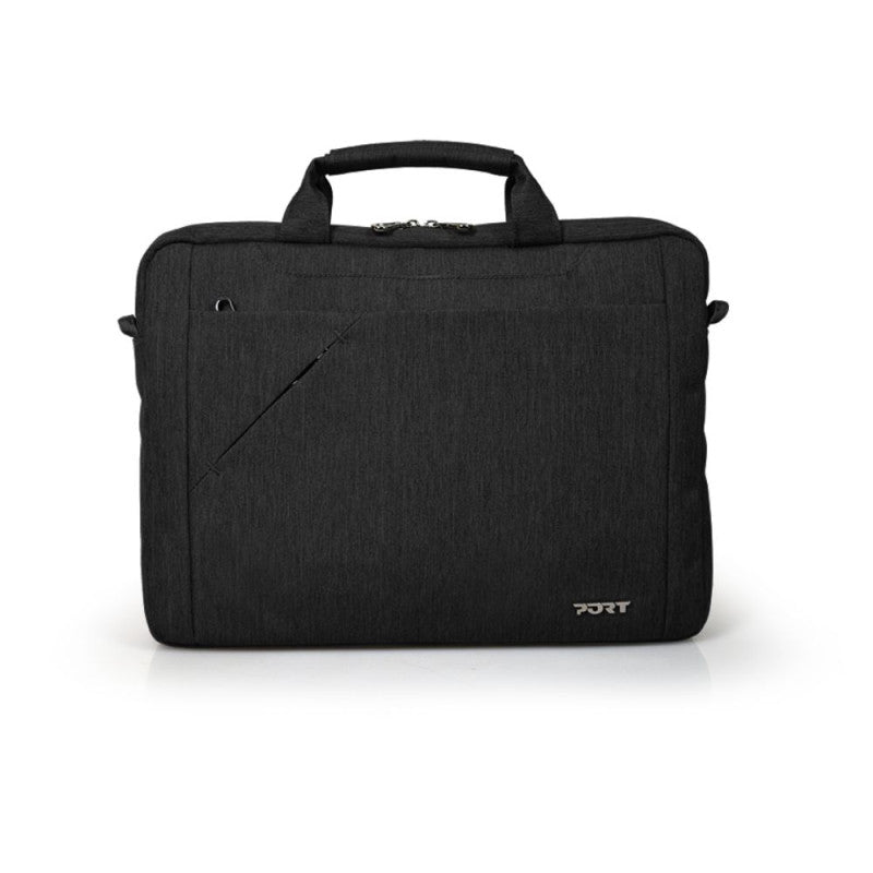 Port Designs Notebook-Tasche für Laptops bis 15,6" – Gepolstertes Laptopfach, Trolley-Haltegurt – Schwarz