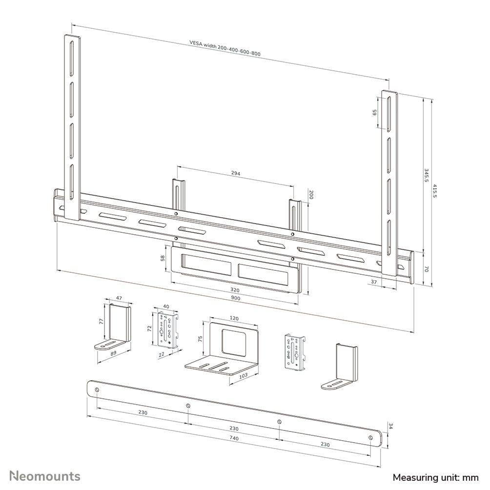 Neomounts AV2-500WH – Halterung – 43"–110", VESA 200×200–800×600, 10,0 kg, Weiss